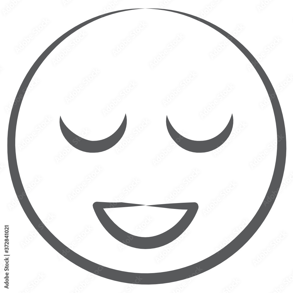 Shy smiling phrase emotion, doodle line icon of blush emoji Shy smiling phrase emotion, doodle line icon of blush emoji