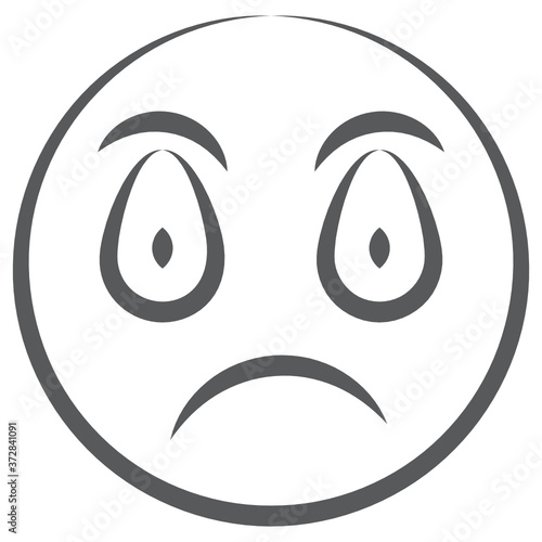
Doodle line icon of surprised emoji, shocked emotag 
