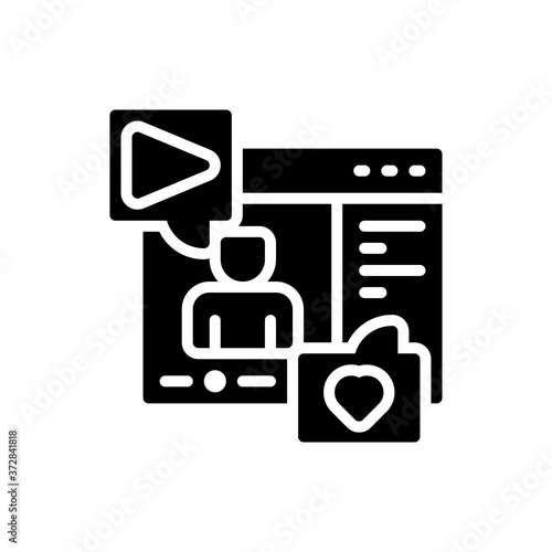 glyph style icon of vlog. vector illustration for graphic design, website, UI isolated on white background. EPS 10