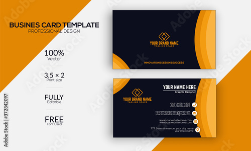 Black business card with golden details Free Vector