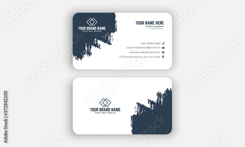 Elegant white business card with blue brush effect
