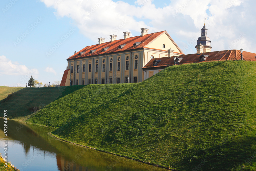 Nesvizh Castle, Belarus. Most beautiful palace of Belarus. The foundation stone of Nesvizh Palace was laid in 1584. The Palace ensemble in Niasvizh is situated in the north-east of the town.