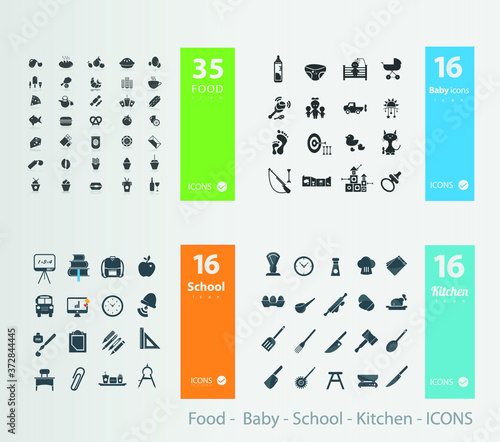 Food -  Baby - School - Kitchen - ICONS