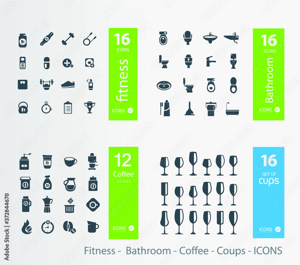 Fitness -  Bathroom - Coffee - Coups - ICONS