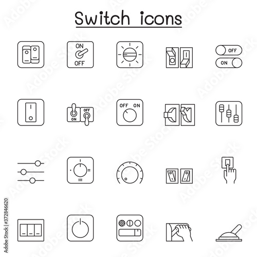 Switch icon set in thin line style