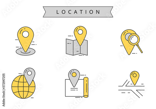 Location concept vector illustration isolated on white background. Set of location icons in linear color style 