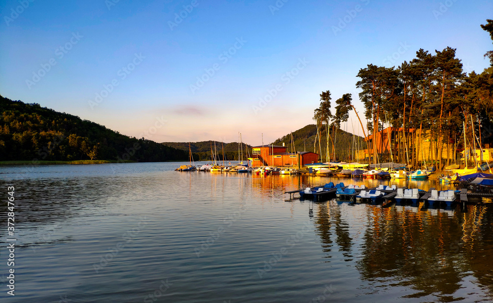 boats at sunset