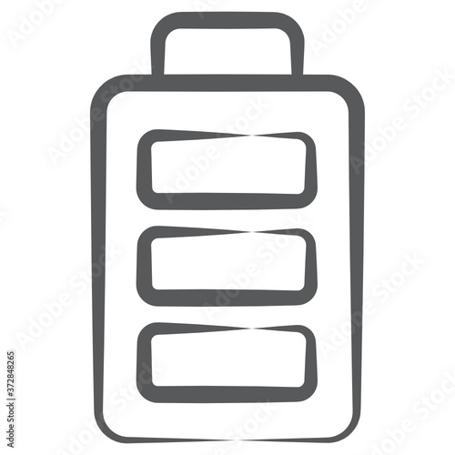 
Rechargeable mobile phone battery in doodle line icon
