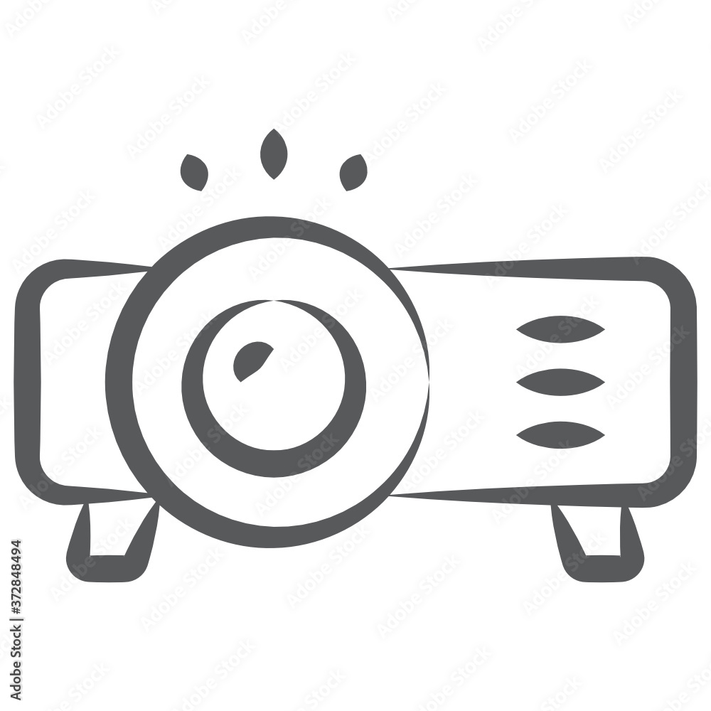 An optical device, doodle line design of projector icon
An optical device, doodle line design of projector icon