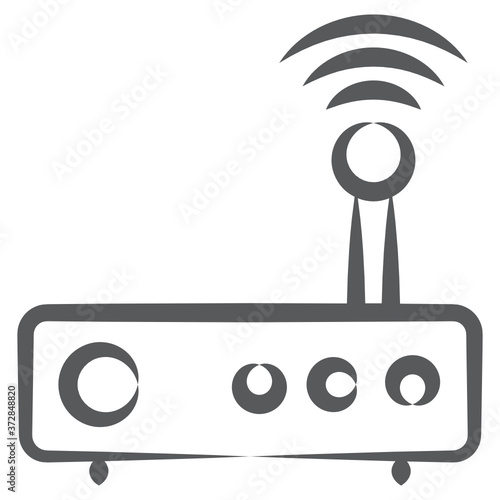 
Internet service, wireless wifi router, modem with wifi signal icon for apps and websites
