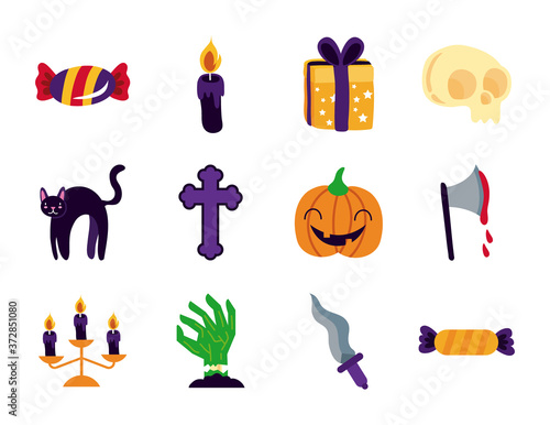 bundle of twelve halloween set icons