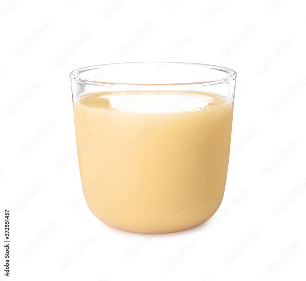 Tasty pear juice in glass isolated on white Tasty pear juice in glass isolated on white
