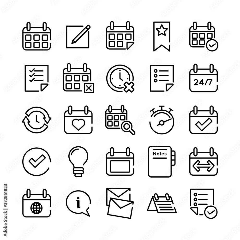 bundle of twenty five calendars set icons bundle of twenty five calendars set icons
