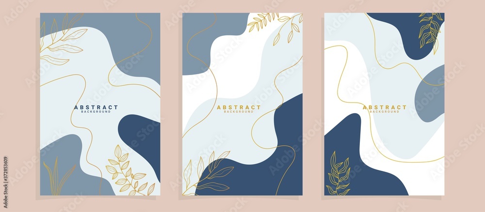 Naklejka premium Main Feed and post creative Vector set. Background template with copy space for text and images design by abstract colored shapes, line arts , Tropical leaves