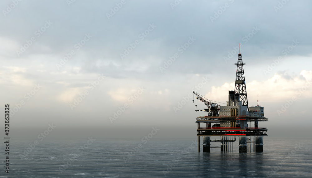 Offshore drilling rig on the sea. Oil platform