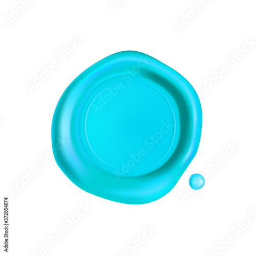 Cyan wax seal. Wax seal stamp isolated on white background. Realistic guaranteed blue stamp. Realistic 3d vector illustration
