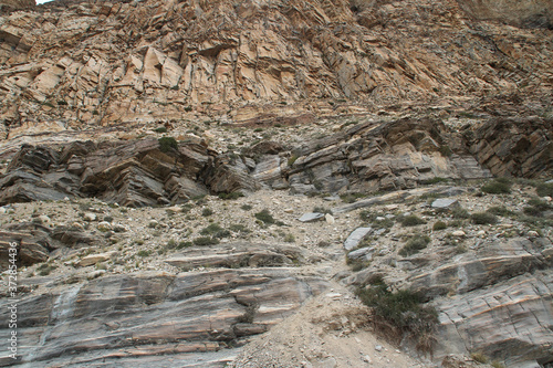 Close-up of mountains with the rock texture in Tibet, China