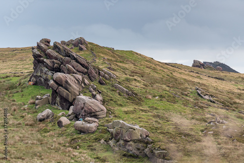 Panoramic view of Gib Torr, The Roaches at sunset in the Peak District National Park. © Rob Thorley