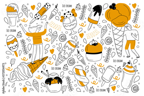 Ice cream doodle set