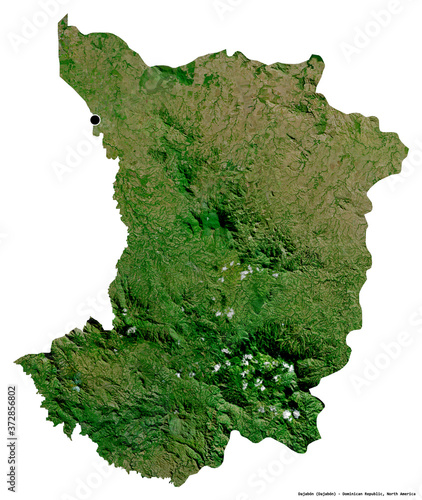 Dajabón, province of Dominican Republic, on white. Satellite photo