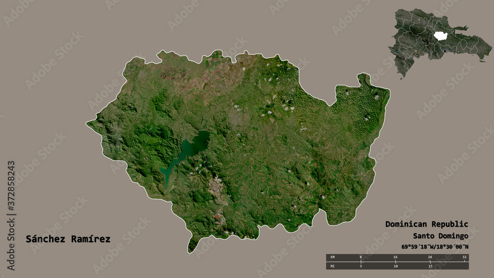 Sánchez Ramírez, province of Dominican Republic, zoomed. Satellite