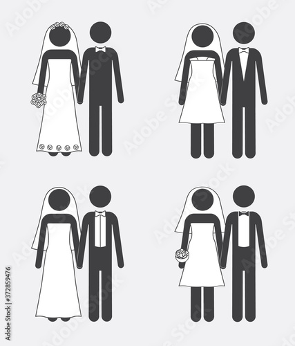 bride and groom wedding icons