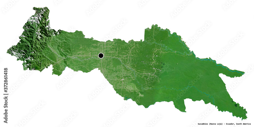 Sucumbios, province of Ecuador, on white. Satellite Sucumbios, province of Ecuador, on white. Satellite