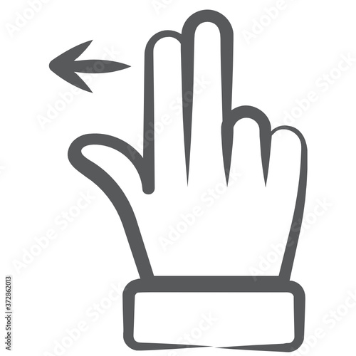 
Vector style of flick left, hand gesture 
