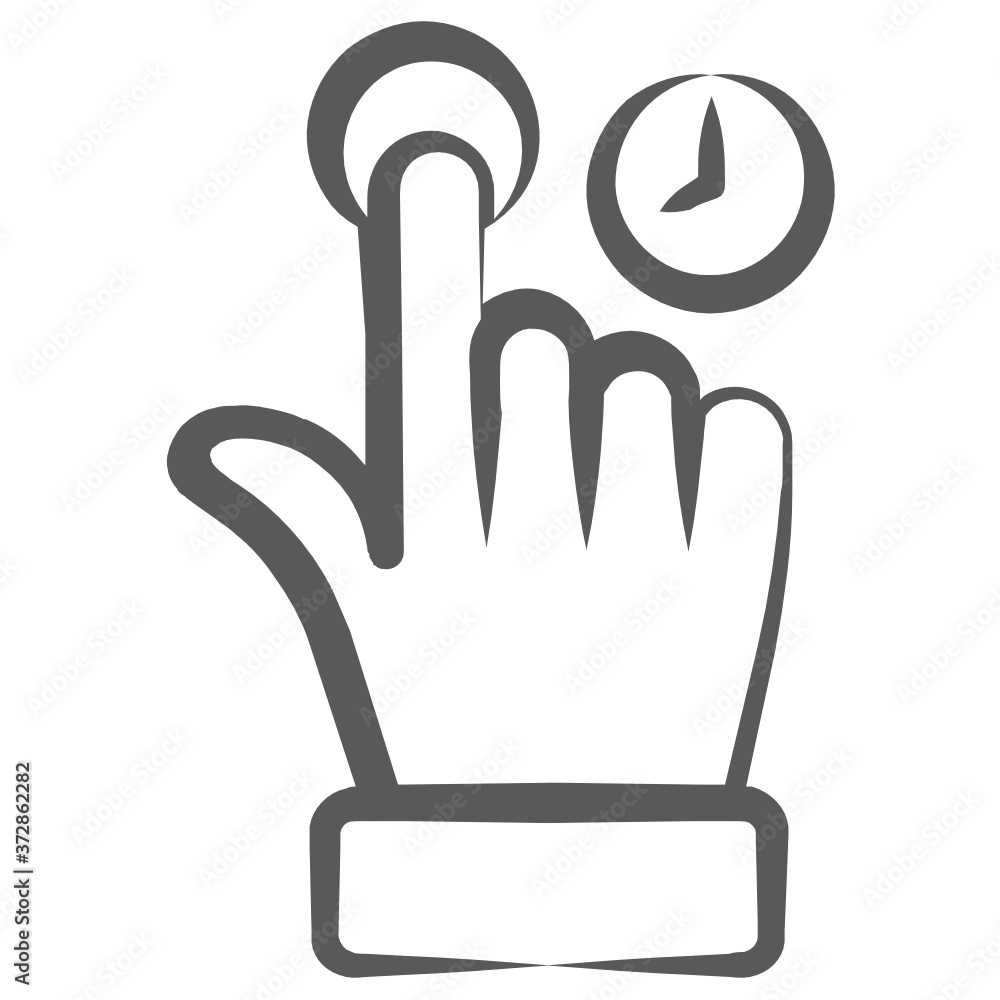 Trendy linear icon of finger cursor with clock, tap time
Trendy linear icon of finger cursor with clock, tap time