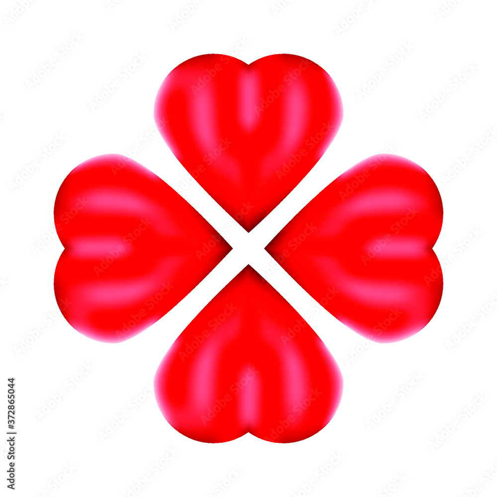 Four red hearts on white background, sign for design, vector illustration Four red hearts on white background, sign for design, vector illustration