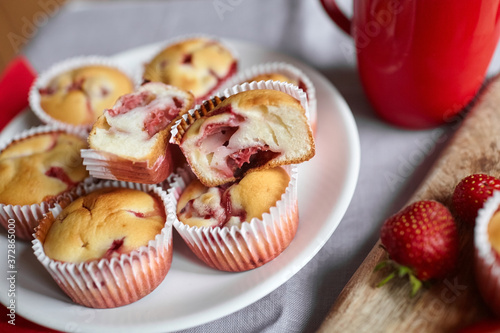 Sweet strawberry muffins - healthy summer dessert