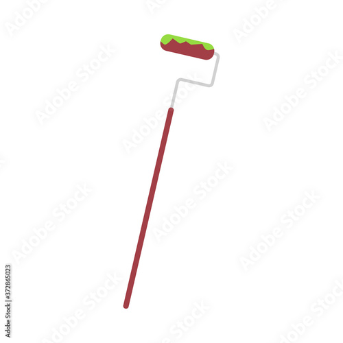 Long paint roller pole isolated on white background - wall painting tool