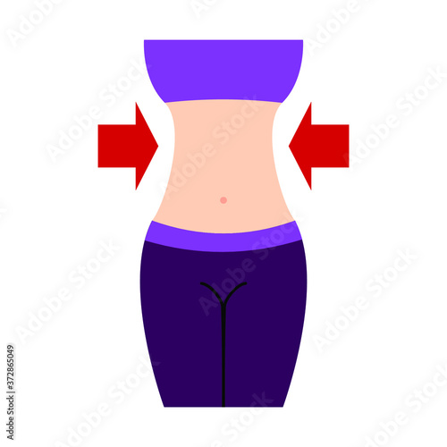 Figure of a girl and arrows on a white background, sign for design, vector illustration