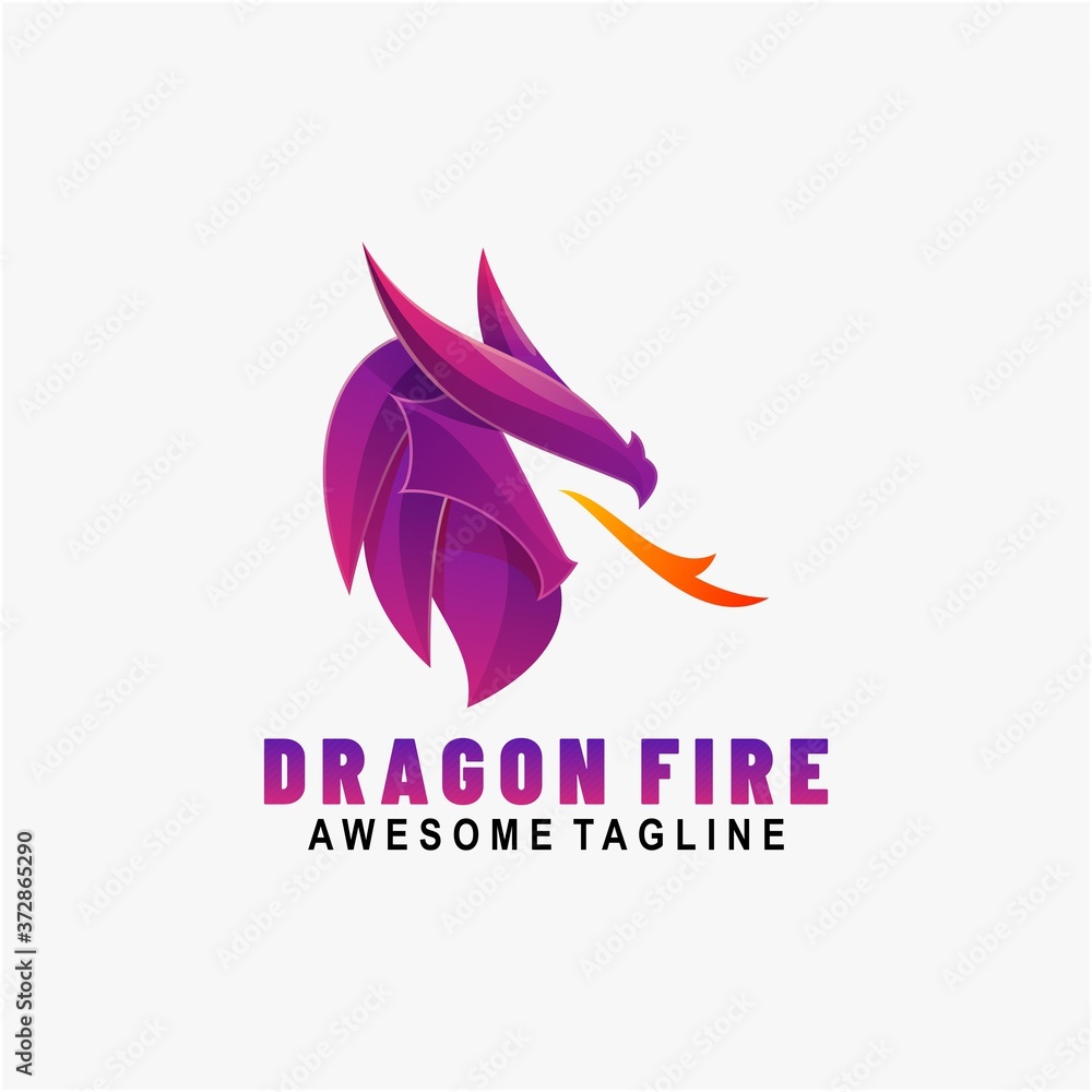 Obraz premium Vector Logo Illustration Dragon Gradient Colorful Style.