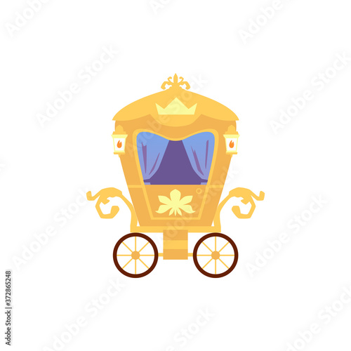 Icon of fairy brougham or vintage carriage flat vector illustration isolated.
