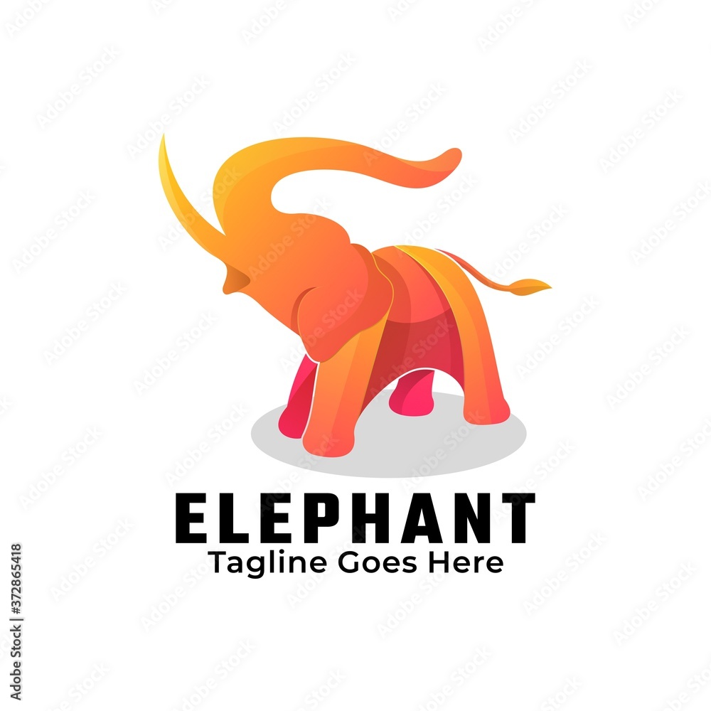 Fototapeta premium Vector Logo Illustration Elephant Gradient Colorful Style.