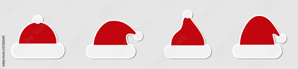 Santa Hat. Santa hat collection, isolated. Hats vector icons in flat design. Vector illustration Santa Hat. Santa hat collection, isolated. Hats vector icons in flat design. Vector illustration