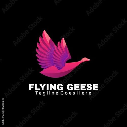 Vector Logo Illustration Flying geese Gradient Colorful Style.