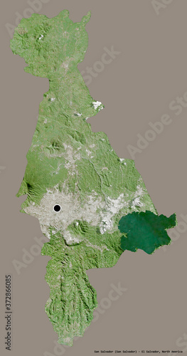 San Salvador, department of El Salvador, on solid. Satellite photo