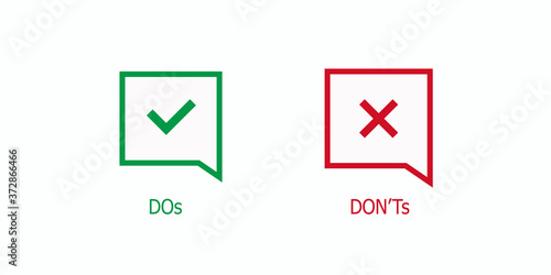 Red and green check marks like dos and donts