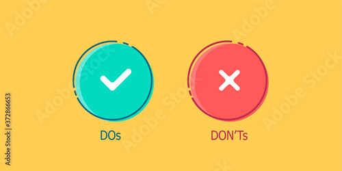 Do and Dont check tick mark and red cross vector isolated icons