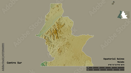 Centro Sur, province of Equatorial Guinea, zoomed. Relief photo