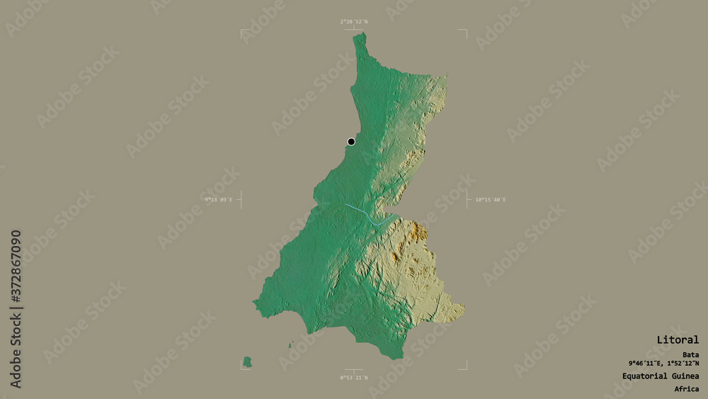 Litoral - Equatorial Guinea. Bounding box. Relief Litoral - Equatorial Guinea. Bounding box. Relief