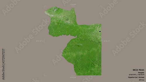 Wele-Nzas - Equatorial Guinea. Bounding box. Satellite photo