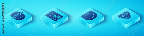 Set Isometric Poker player, Casino dealer, Diamond and Poker table icon. Vector.