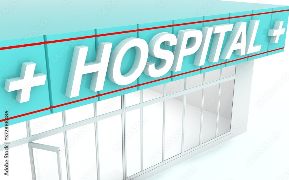 3D illustration of a hospital 3D illustration of a hospital