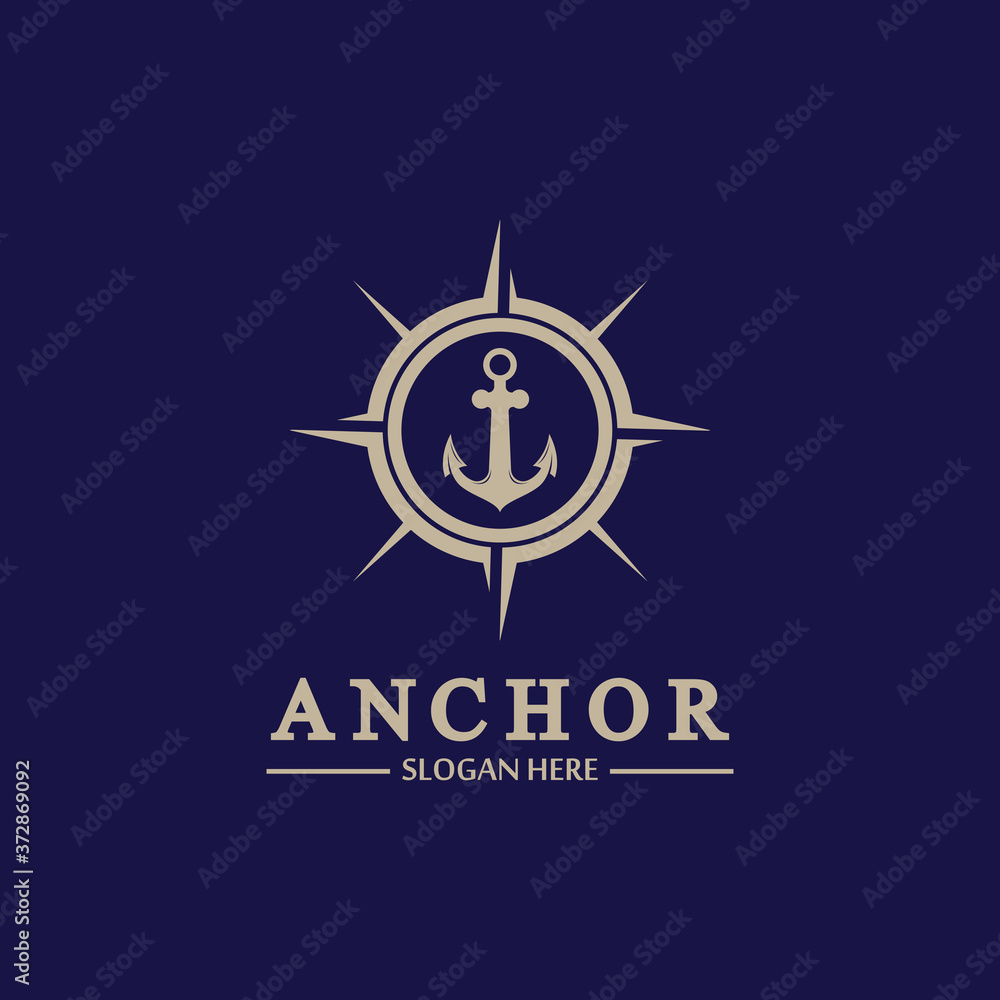 Anchor compass concept icon Logo vector illustration design,Nautical logo template. Flat design style on background. Anchor compass concept icon Logo vector illustration design,Nautical logo template. Flat design style on background.