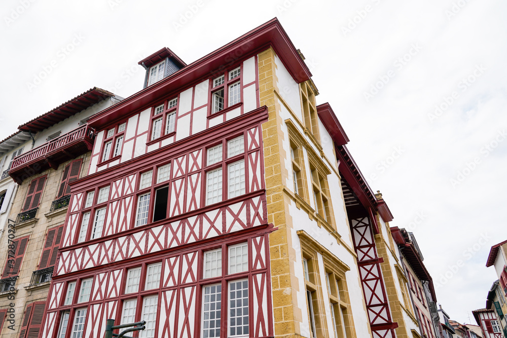 Typical Basque house in Bayonne in Bask french Country in France