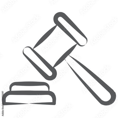 Law judge gavel hammer, auction icon.