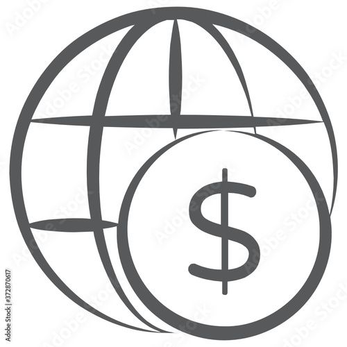 
Icon of dollar coin with globe showing global earning icon
